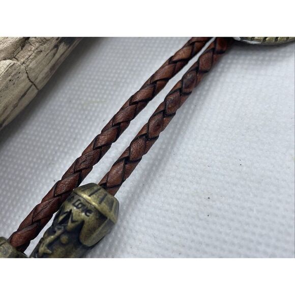 Western Bolo tie Lariat Death Head Moth Skull Cameo Rustic Wedding Attire Party - Picture 12 of 16